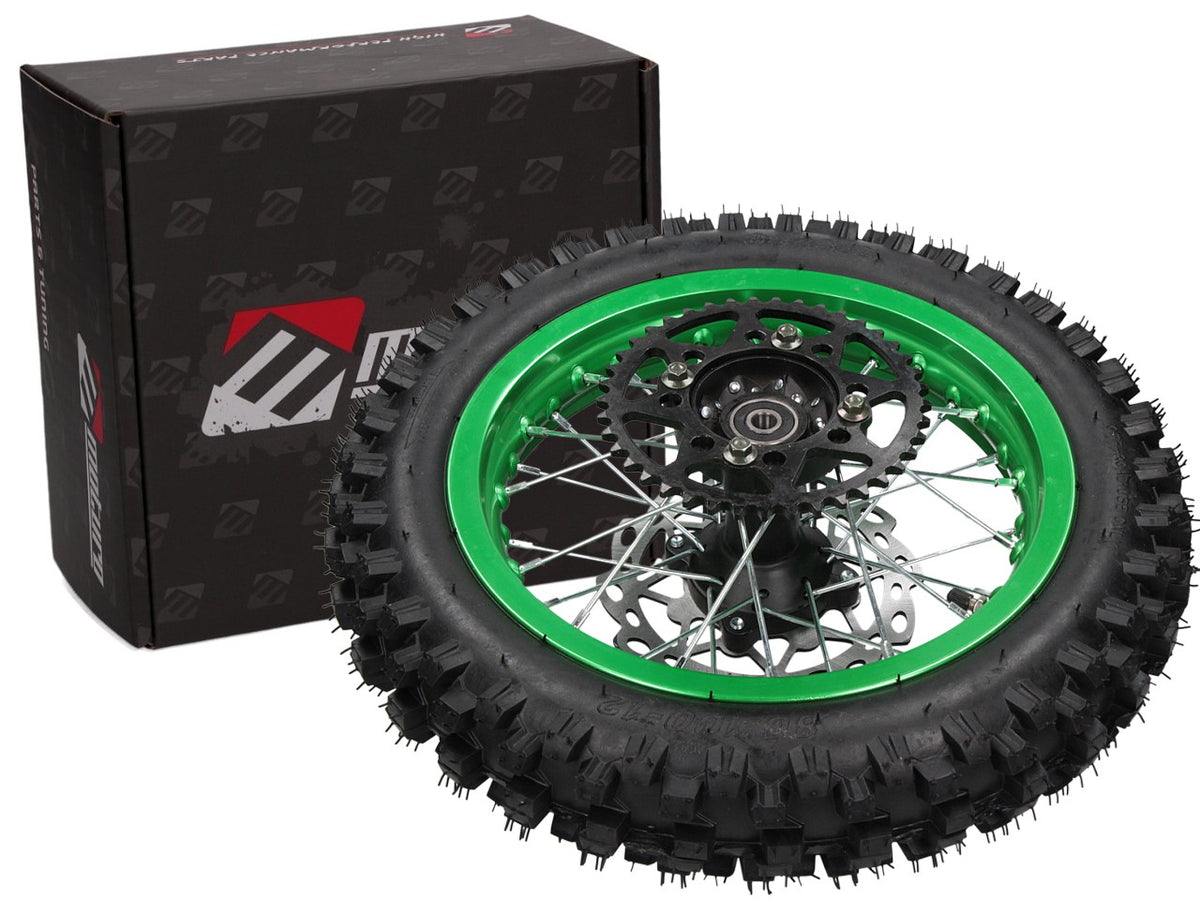Moturo Komplettrad hinten 12" grün für Dirt Bike AGB29