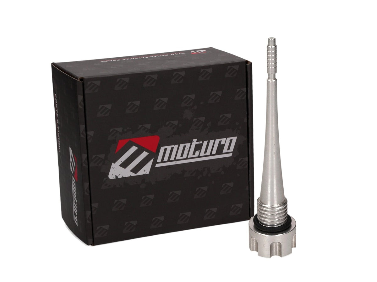 Jauge à huile moteur Moturo CNC alu argent pour pocket bike